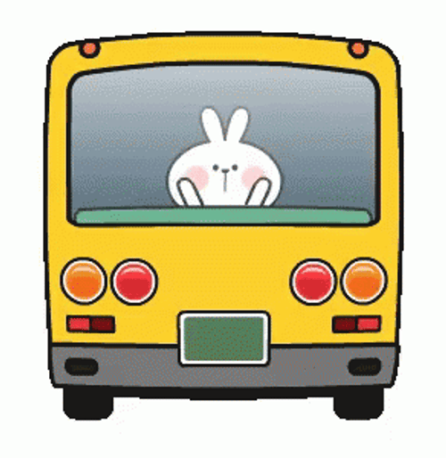 School Bus Cute Rabbit GIF