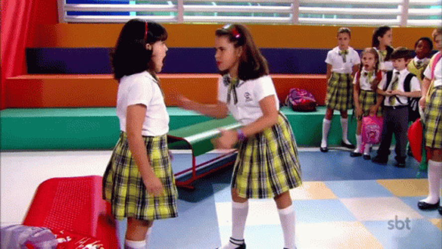 School Fight Young Girls In Uniform GIF