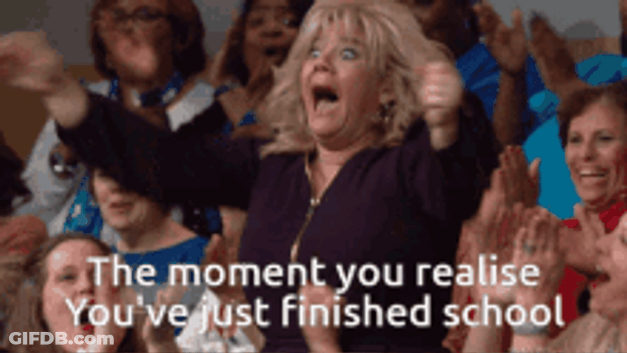 Schools Out For Summer Funny Jumping Celebrating GIF
