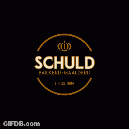 Schuld Bakkerij-Maalderij Logo On Black Background GIF