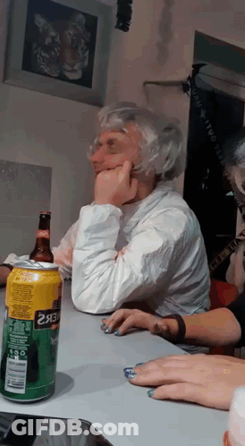 Schweppes Can Next To Beer Bottle GIF