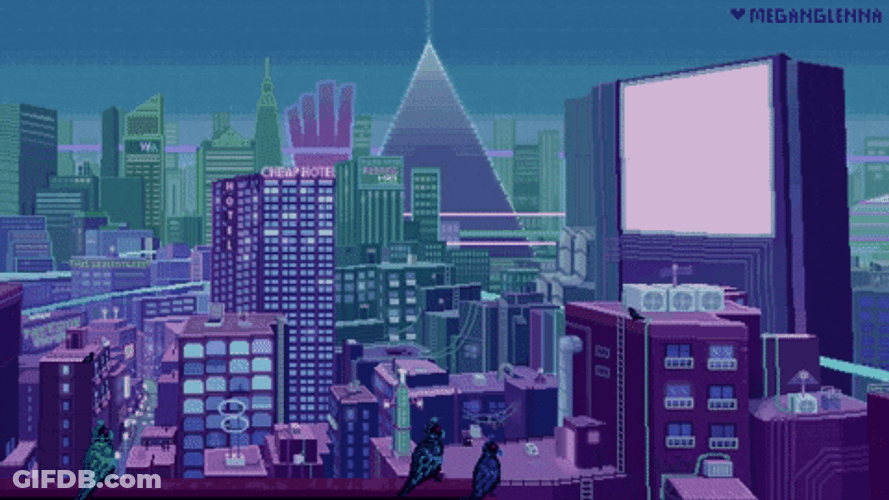 Sci Fi City Light Building GIF