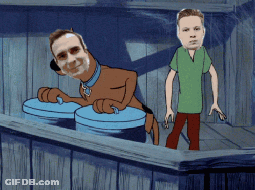 Scooby Doo And Shaggy Are Standing Next To Each Other In A Cartoon GIF