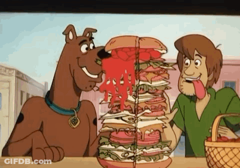 Scooby Doo And Shaggy Eating Large Sandwich GIF