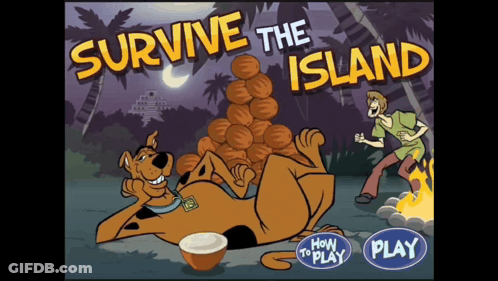 Scooby Doo And Shaggy On Survive The Island Video Game Cover GIF