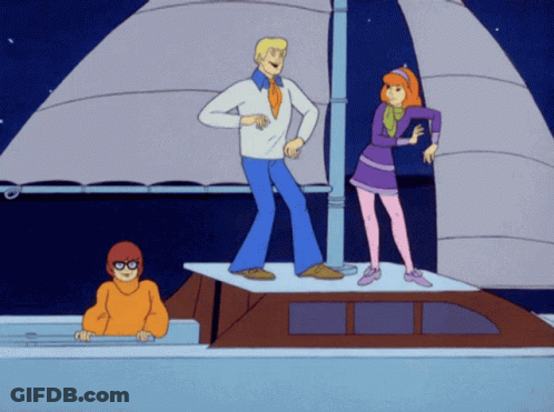 Scooby Doo Characters Dancing On Sailboat GIF