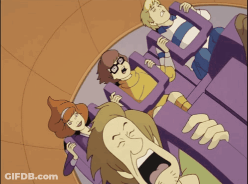 Scooby Doo Characters Riding Roller Coaster GIF
