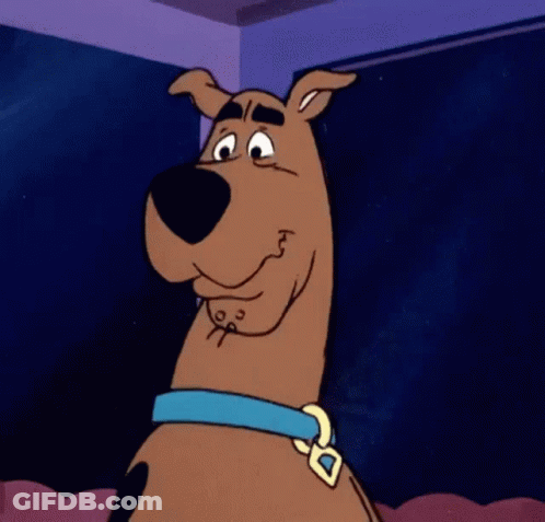 Scooby Doo From The Scooby Doo Cartoon Looks Surprised And Shocked GIF