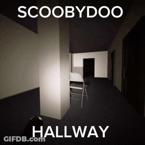 Scooby-Doo Hallway Poster With Chair In Dark Room GIF