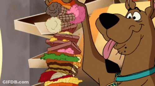 Scooby Doo Holding Sandwiches And Ice Cream GIF