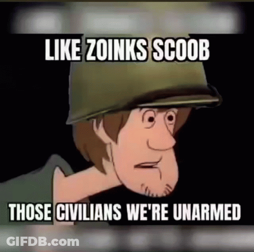 Scooby Doo Is Wearing A Military Helmet And Says Like Zoinks Scoob Those Civilians We 'Re Unarmed GIF