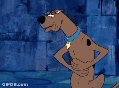 Scooby Doo Kneeling Holding Chest In Pain GIF