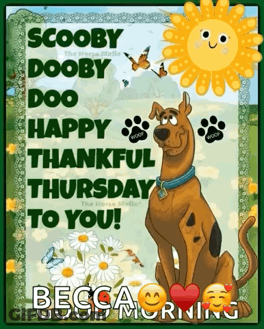 Scooby Doo Says Happy Thankful Thursday To You . GIF