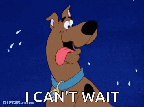 Scooby Doo Says I Can 'T Wait With His Tongue Sticking Out GIF