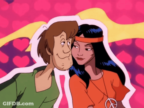 Scooby Doo Shaggy And Woman With Peace Sign GIF