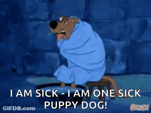 Scooby Doo Wrapped In Blue Blanket Says I Am Sick GIF