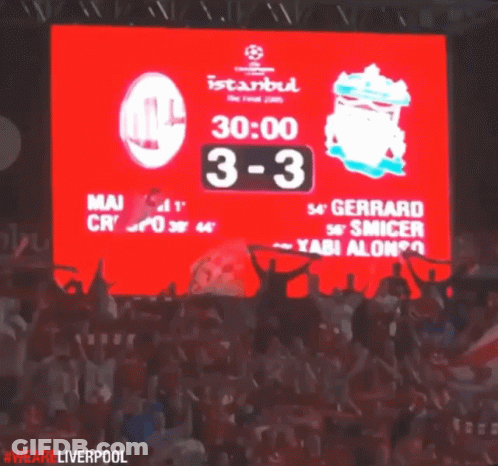 Scoreboard Showing Soccer Score 3 To 3 GIF
