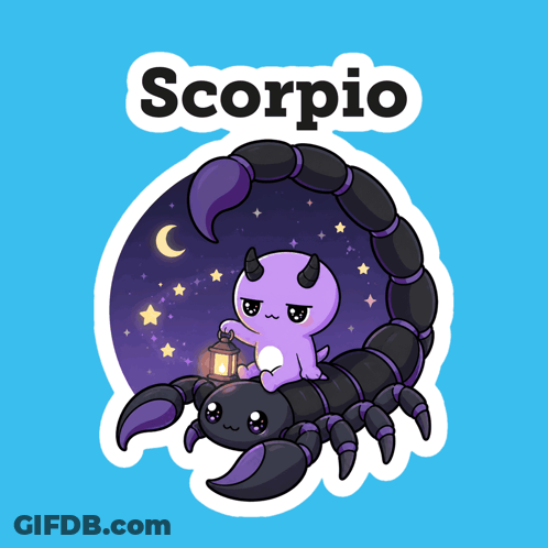 Scorpio Sticker With Purple Monster On Scorpion GIF
