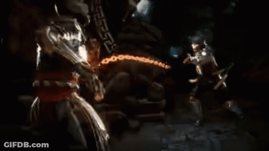 Scorpion Get Over Here Chain Hook GIF