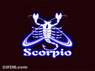 Scorpion Glowing In Dark With Word Scorpio GIF
