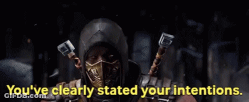 Scorpion Mortal Kombat Wearing Mask Holding Metal GIF