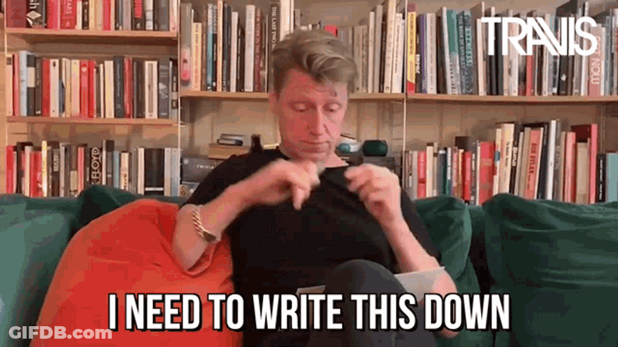 Scottish Band Travis Vocalist Dougie Payne Taking Notes GIF