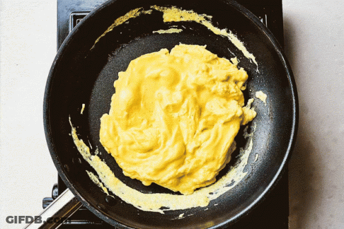 Scrambled Eggs Cooking In Frying Pan GIF
