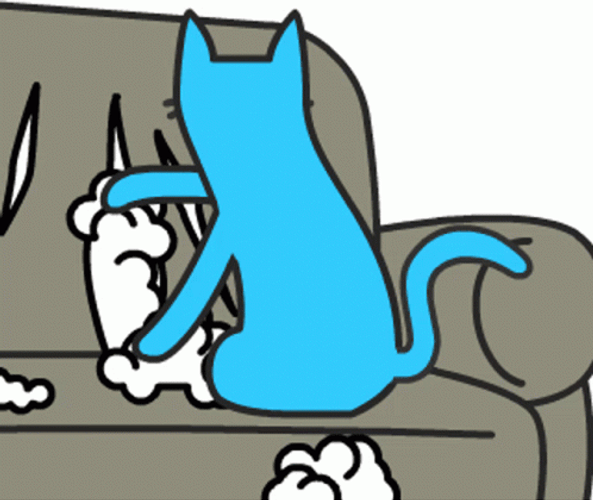 Scratches Couch Mischievous Blue Cat GIF