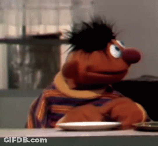 Scratching Head Ernie Puppet GIF