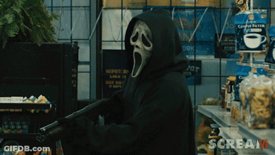 Scream 6 Ghostface Pointed Gun GIF