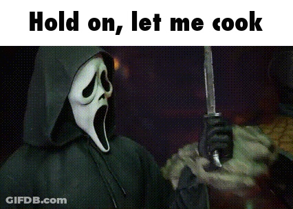 Scream Holding Knife And Saying Hold On GIF
