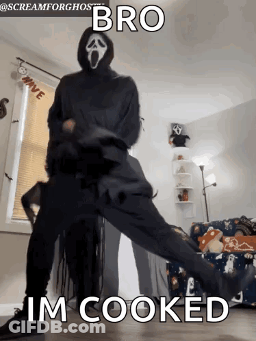 Scream Mask Dancing Bro Im Cooked GIF
