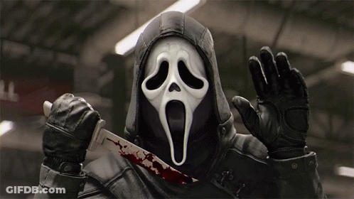 Scream Mask Person Holding Bloody Knife GIF