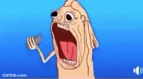 Screaming Cartoon Character Holding Fork GIF