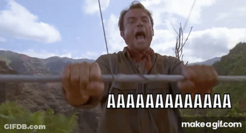 Screaming Man Holding Barbed Wire Fence Saying AAA GIF