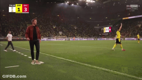 Screaming Man On Soccer Field Score 1-3 GIF