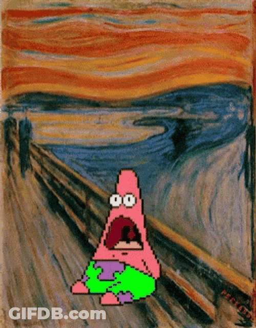 Screaming Patrick Star Flashing Lights GIF