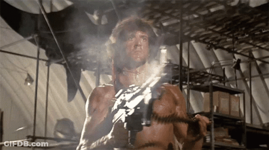Screaming Rambo Machine Gun GIF