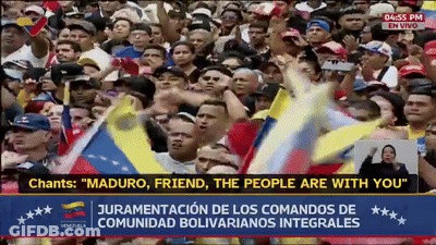 Screen Showing Crowd With Maduro Friend The People Are With You GIF