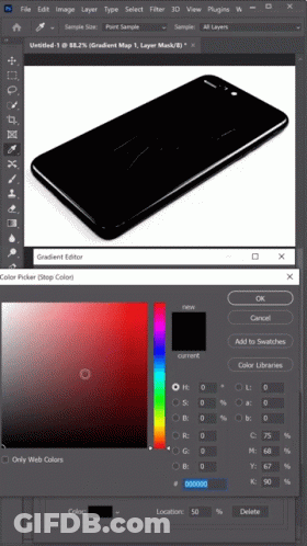 Screenshot Of Computer Showing Phone And Color Picker GIF