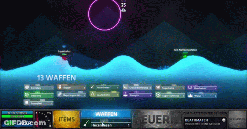 Screenshot Of Game Saying 13 Waffen And Items GIF