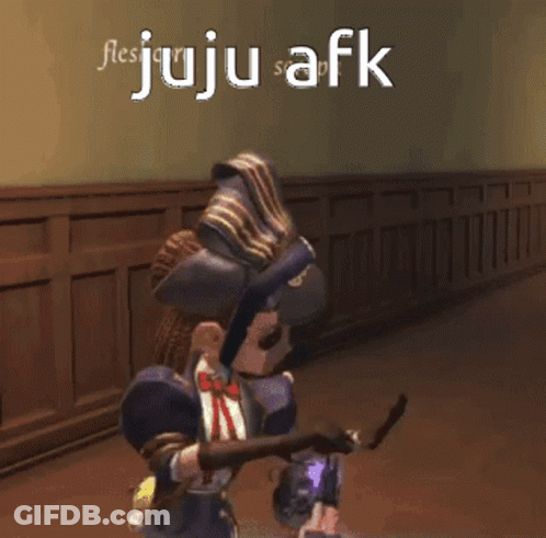 Screenshot Of Video Game Saying Juju AFK GIF