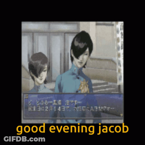 Screenshot Of Video Game With Text Good Evening Jacob GIF
