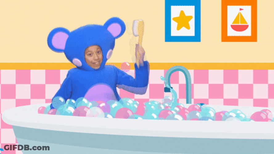 Scrub Dub Dub Blue Bear Bath Time GIF