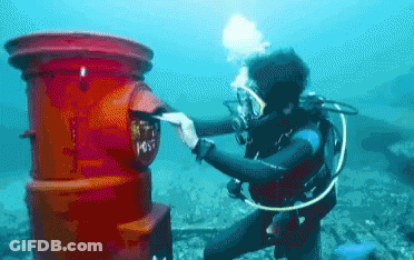 Scuba Diver Sending Mail GIF