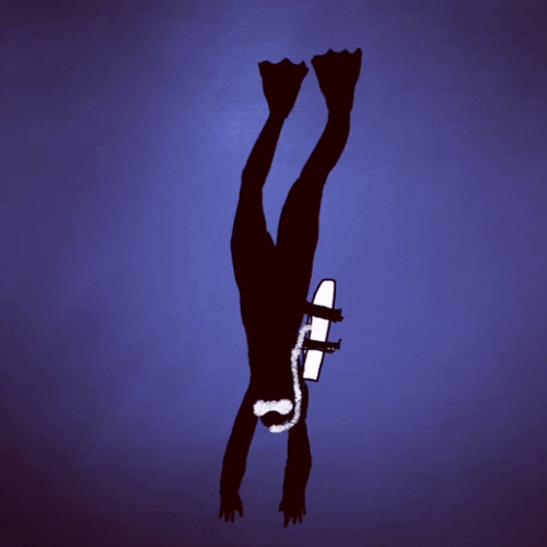 Scuba Diving Sinking Deep Art GIF