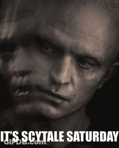 Scytale Saturday Poster Close Up Man's Face GIF