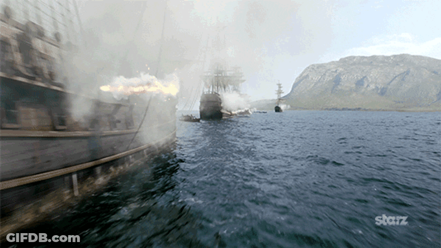 Sea Battle Jolly Roger Raised GIF