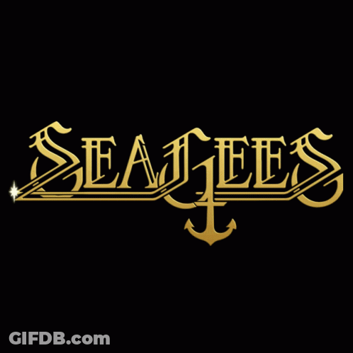 Sea Gees Logo With Gold Anchor On Black GIF