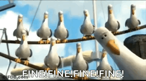 Seagulls Sitting On Wire Saying Fine Fine Fine Fine GIF